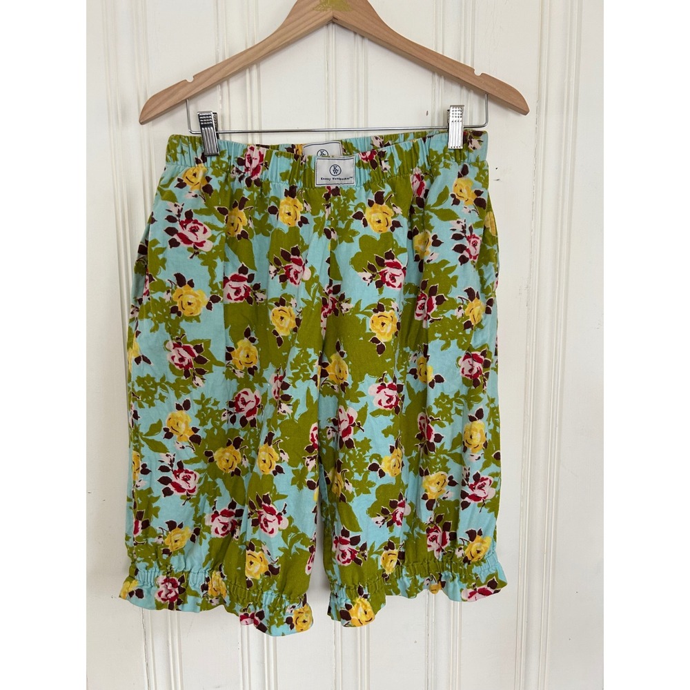 VTG Knotty Woodpecker Bloomer Shabby Chic Cottage Floral Ruffle Pajama Shorts M